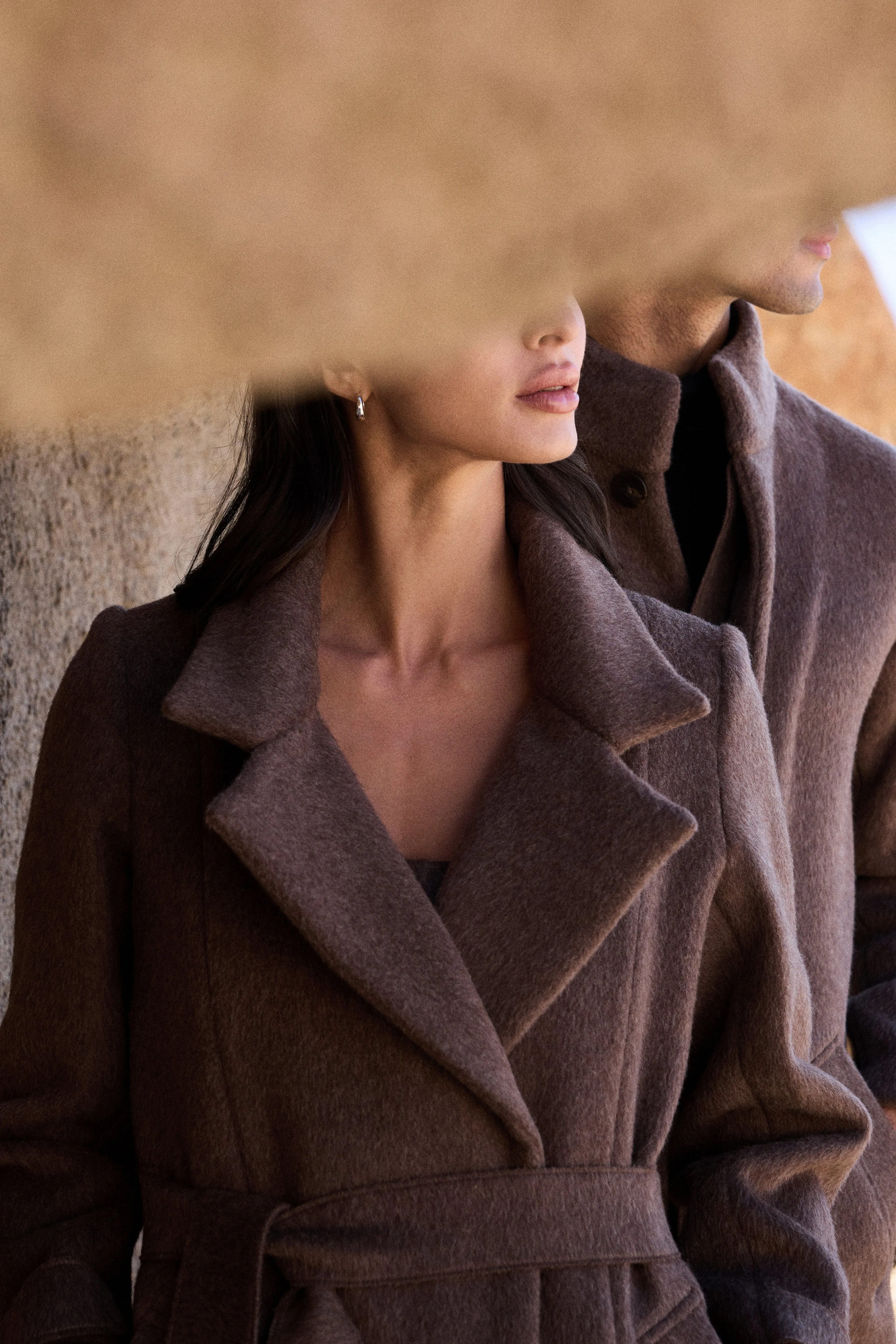 100% Merino Wool Long Coat (Bark)