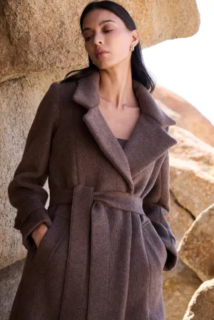 100% Merino Wool Long Coat (Bark)