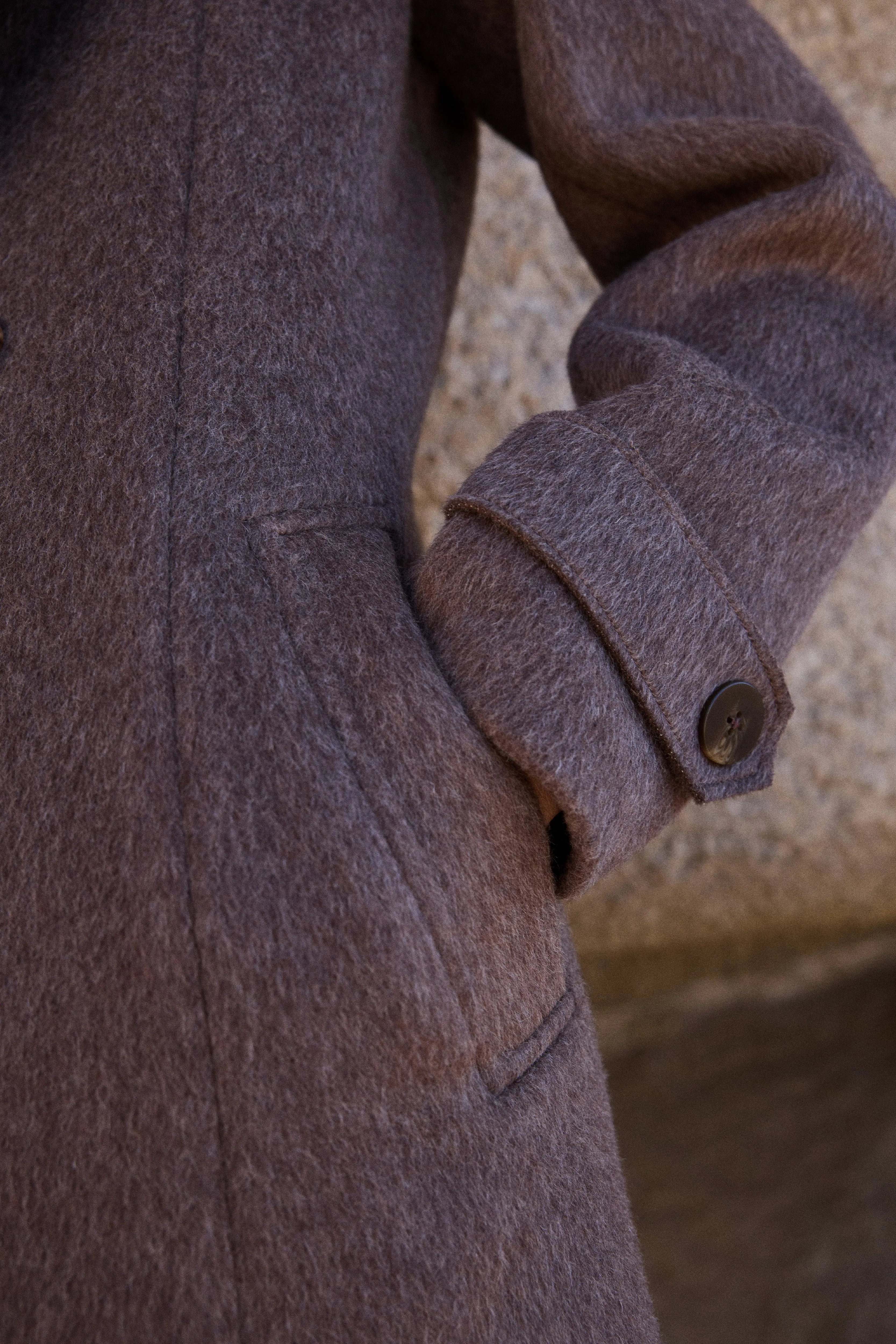 100% Merino Wool Long Coat (Bark)