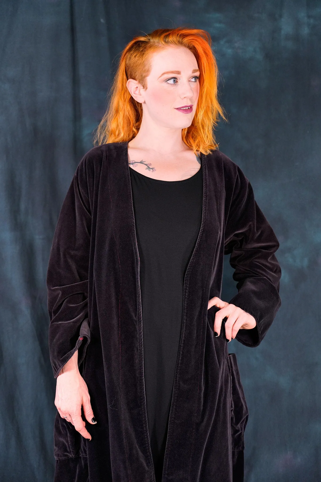 5282 Cotton Velvet Coat-Silver Plum-U