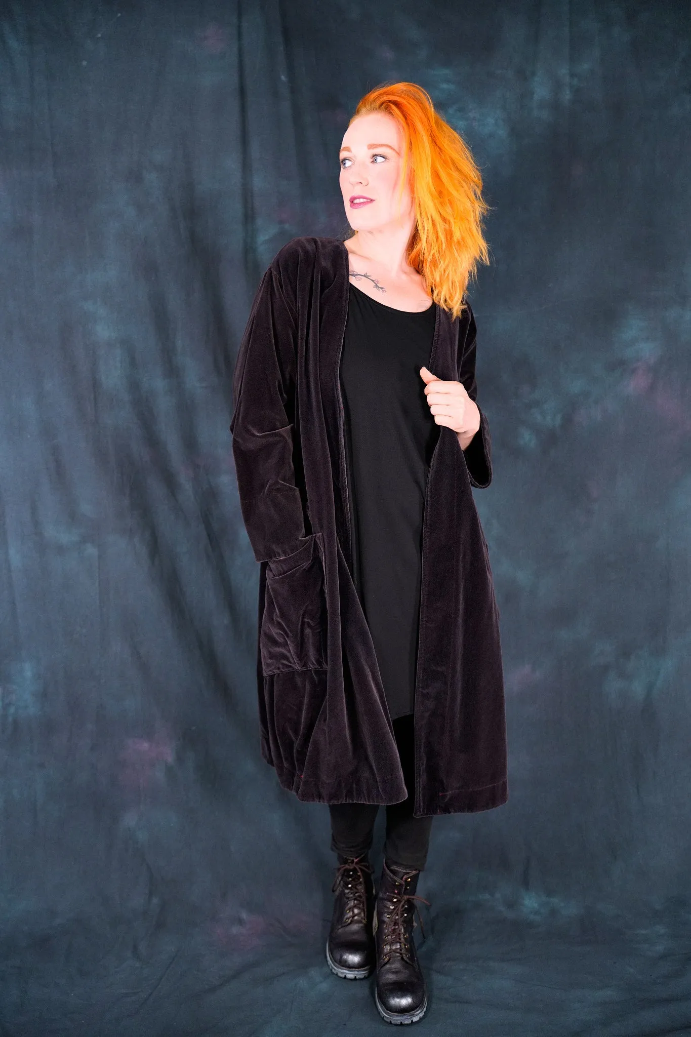 5282 Cotton Velvet Coat-Silver Plum-U