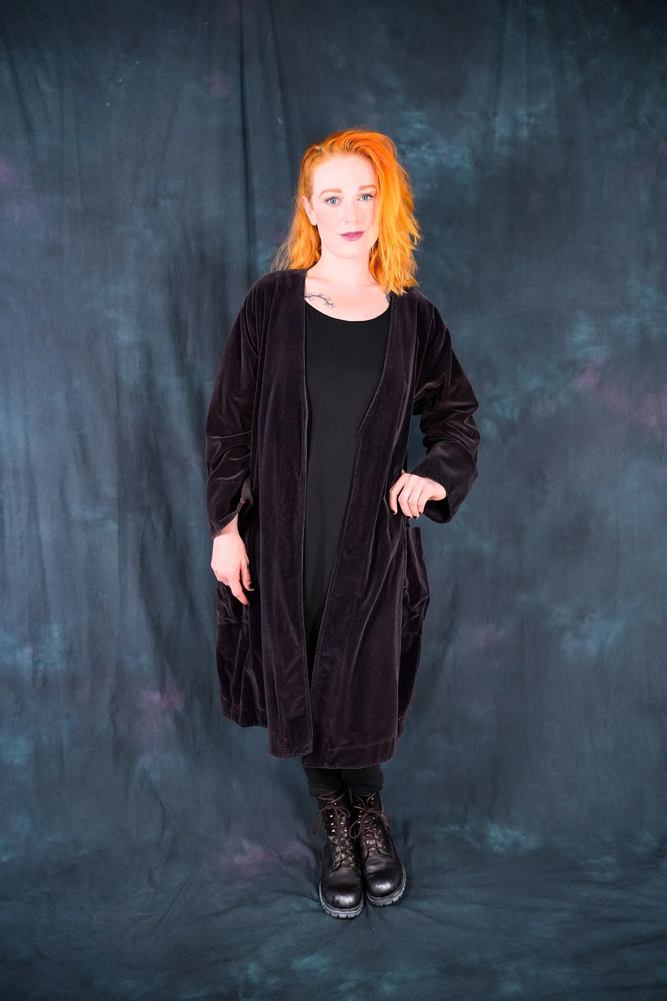 5282 Cotton Velvet Coat-Silver Plum-U