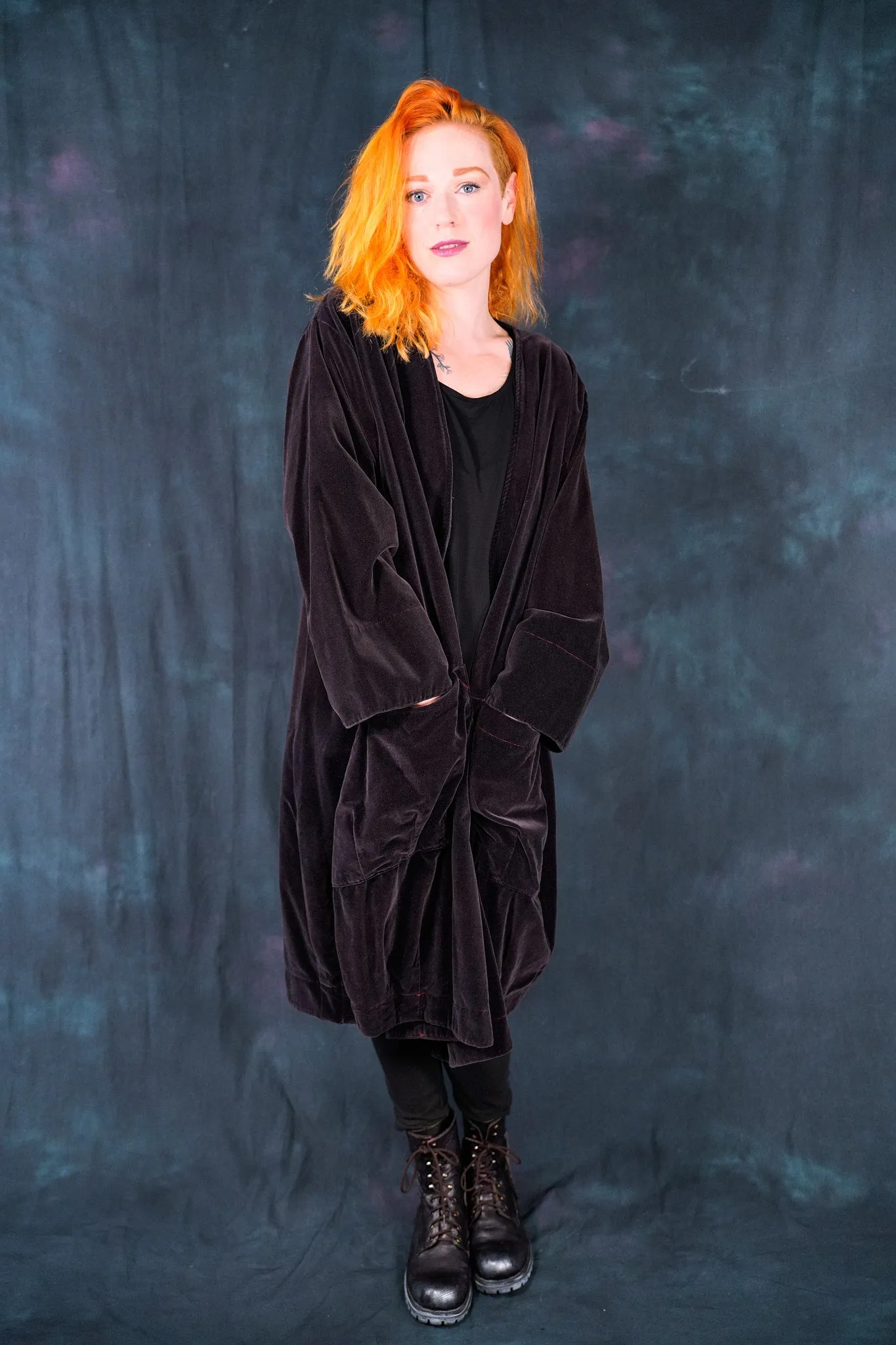 5282 Cotton Velvet Coat-Silver Plum-U