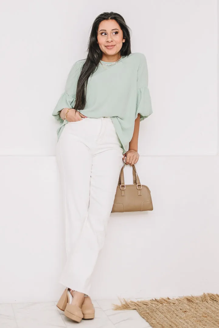 Airy Bubbles Lightweight Top | Mint