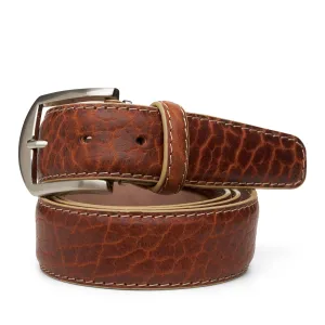 American Bison Custom Belt in Cognac w/ Beige Edge