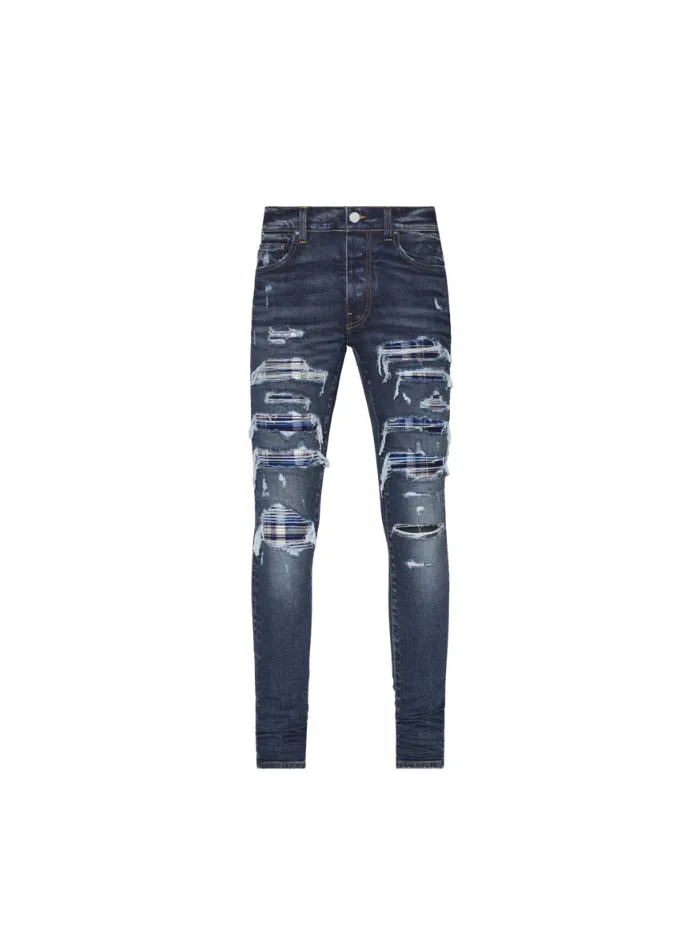 AMIRI Blue Plaid Bandana Thrasher Jeans