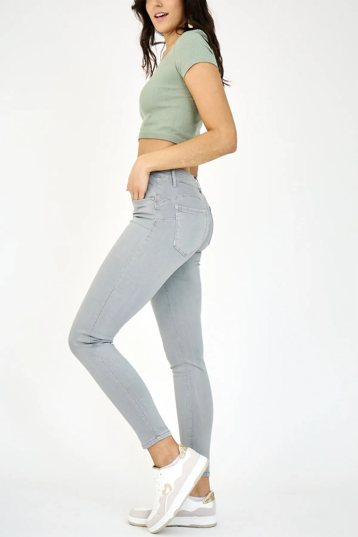Anna High Rise Jeans - Grey - AL1