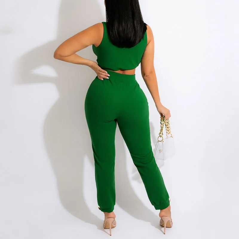 Basic Solid 2PCS Pants Set