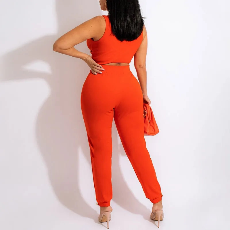 Basic Solid 2PCS Pants Set