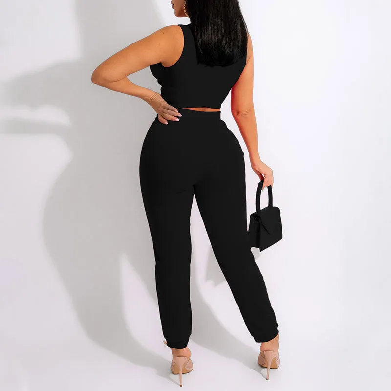 Basic Solid 2PCS Pants Set