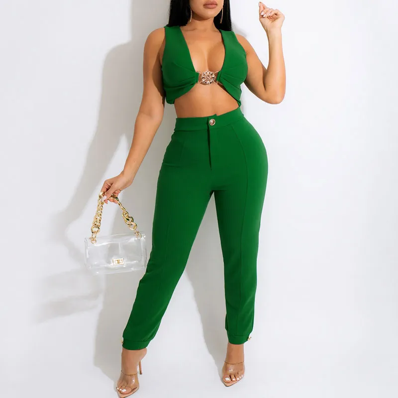 Basic Solid 2PCS Pants Set