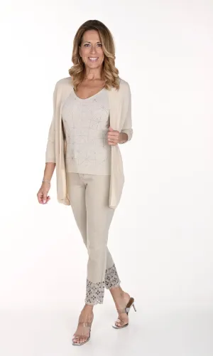 Beige Ankle Detail Jeans - FL277