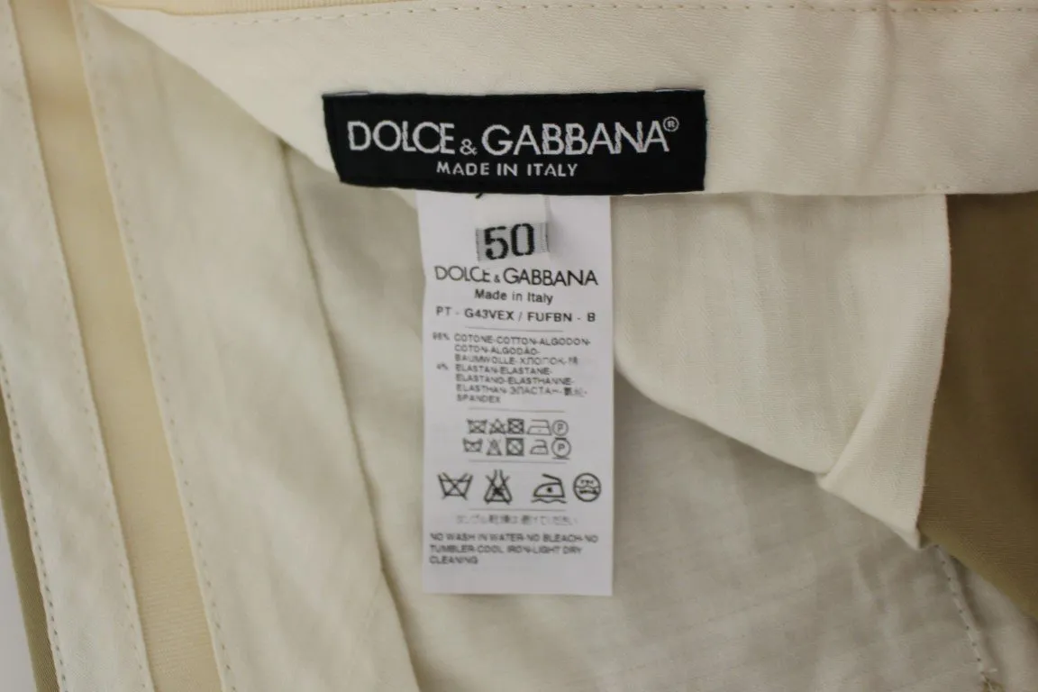 Beige Cotton Stretch Chinos Pants