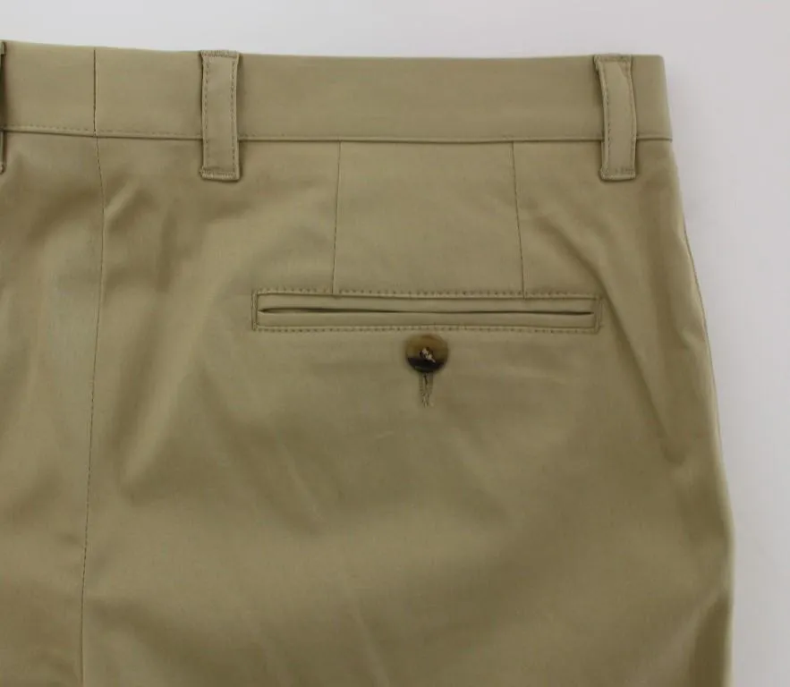 Beige Cotton Stretch Chinos Pants
