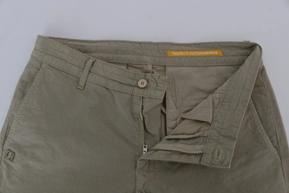 Beige Cotton Stretch Slim Fit Chinos