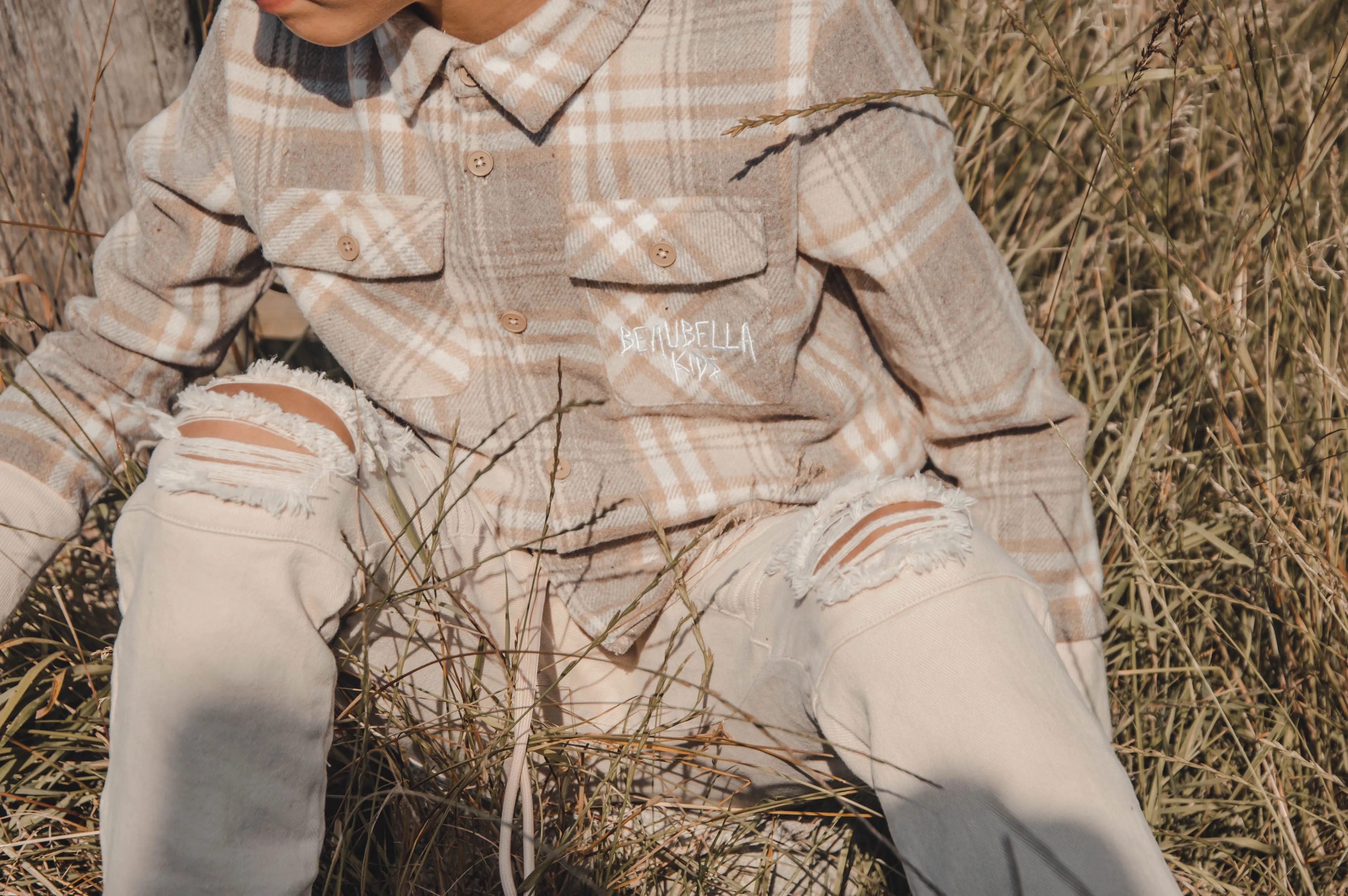 BIKER JEANS - BEIGE