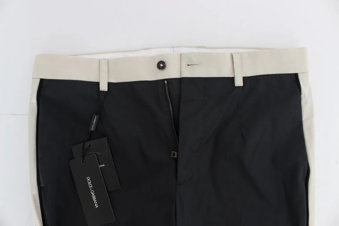 Blue Beige Slim Fit Casual Chinos Pants