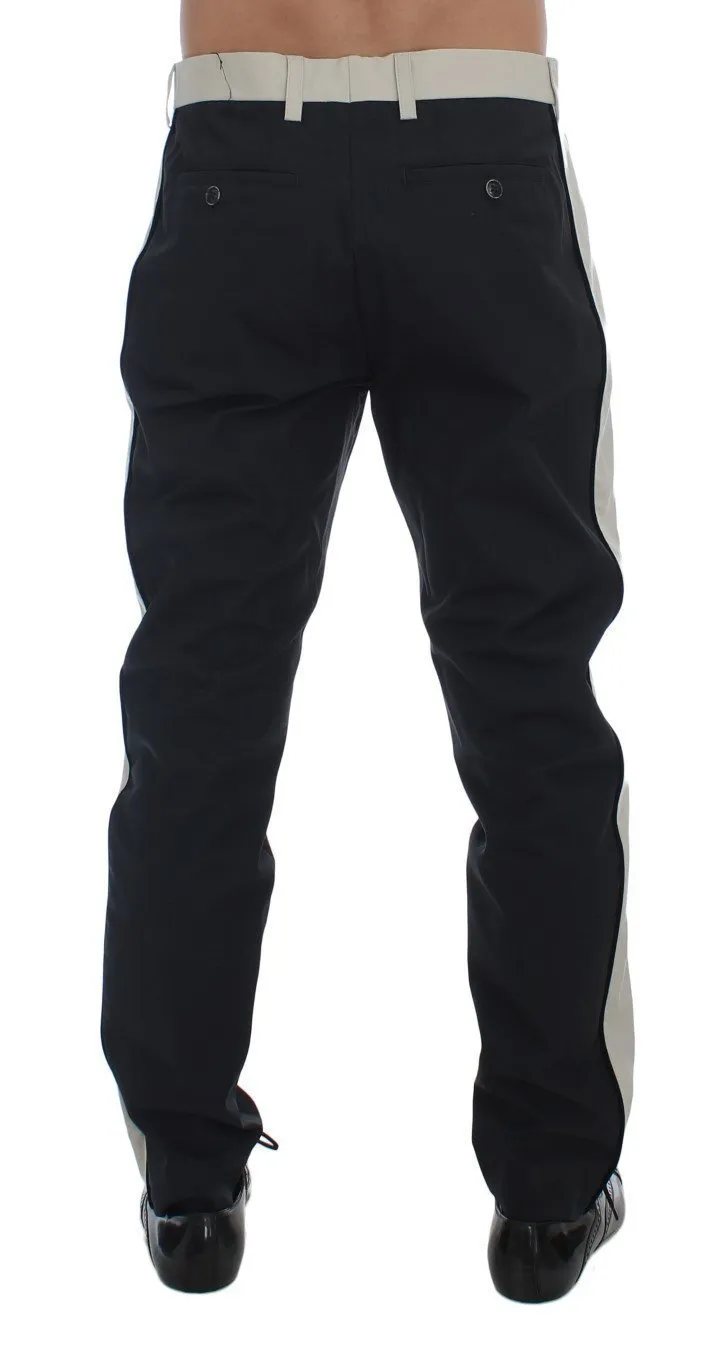 Blue Beige Slim Fit Casual Chinos Pants