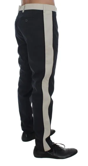 Blue Beige Slim Fit Casual Chinos Pants