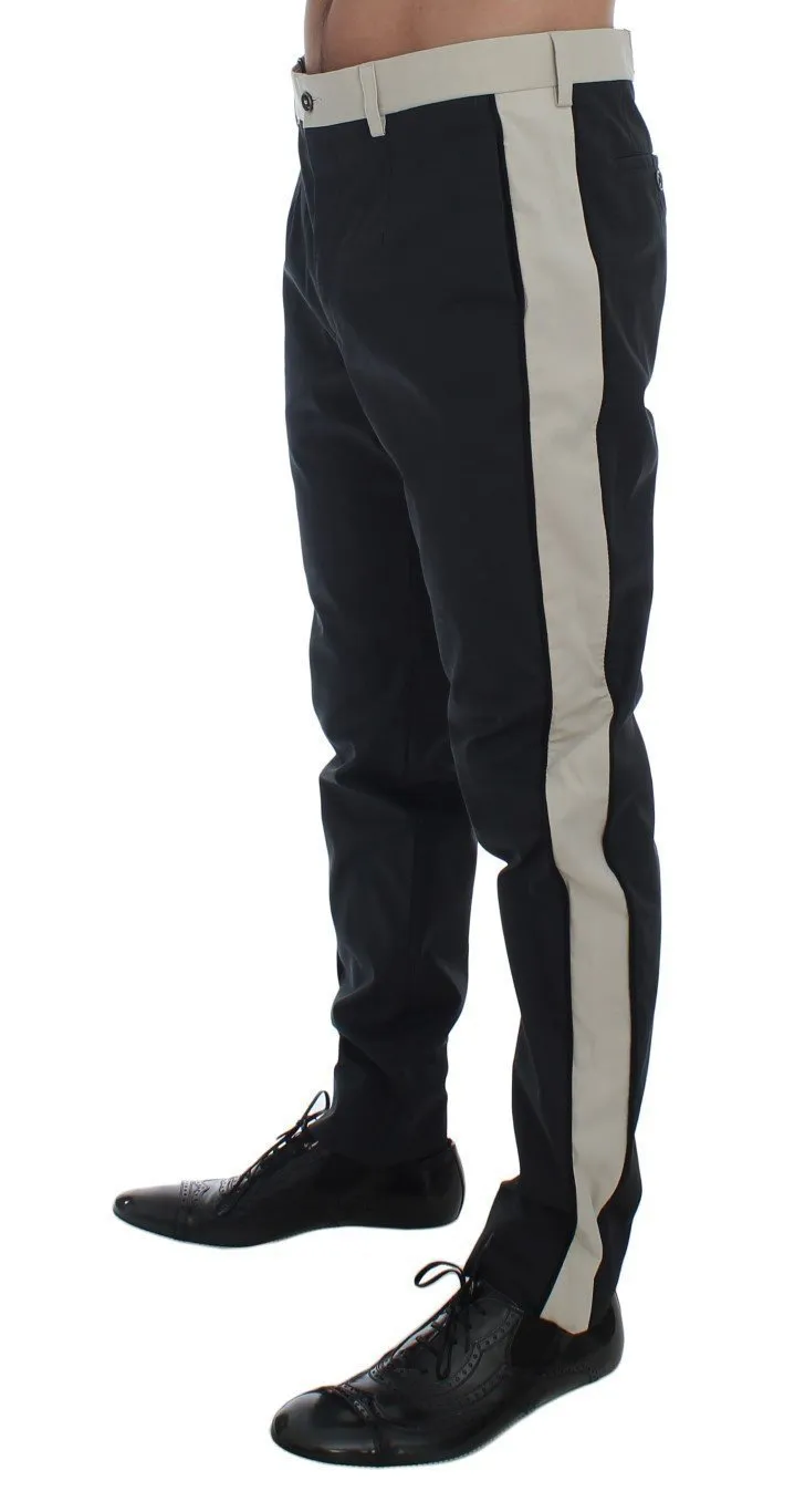 Blue Beige Slim Fit Casual Chinos Pants