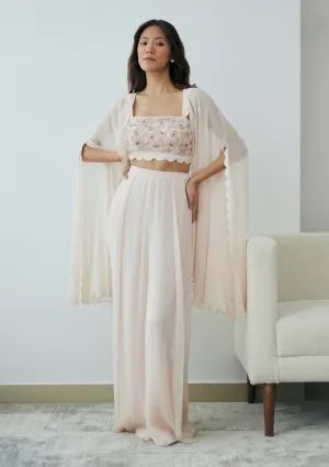 Blush cloud cape and palazzo set