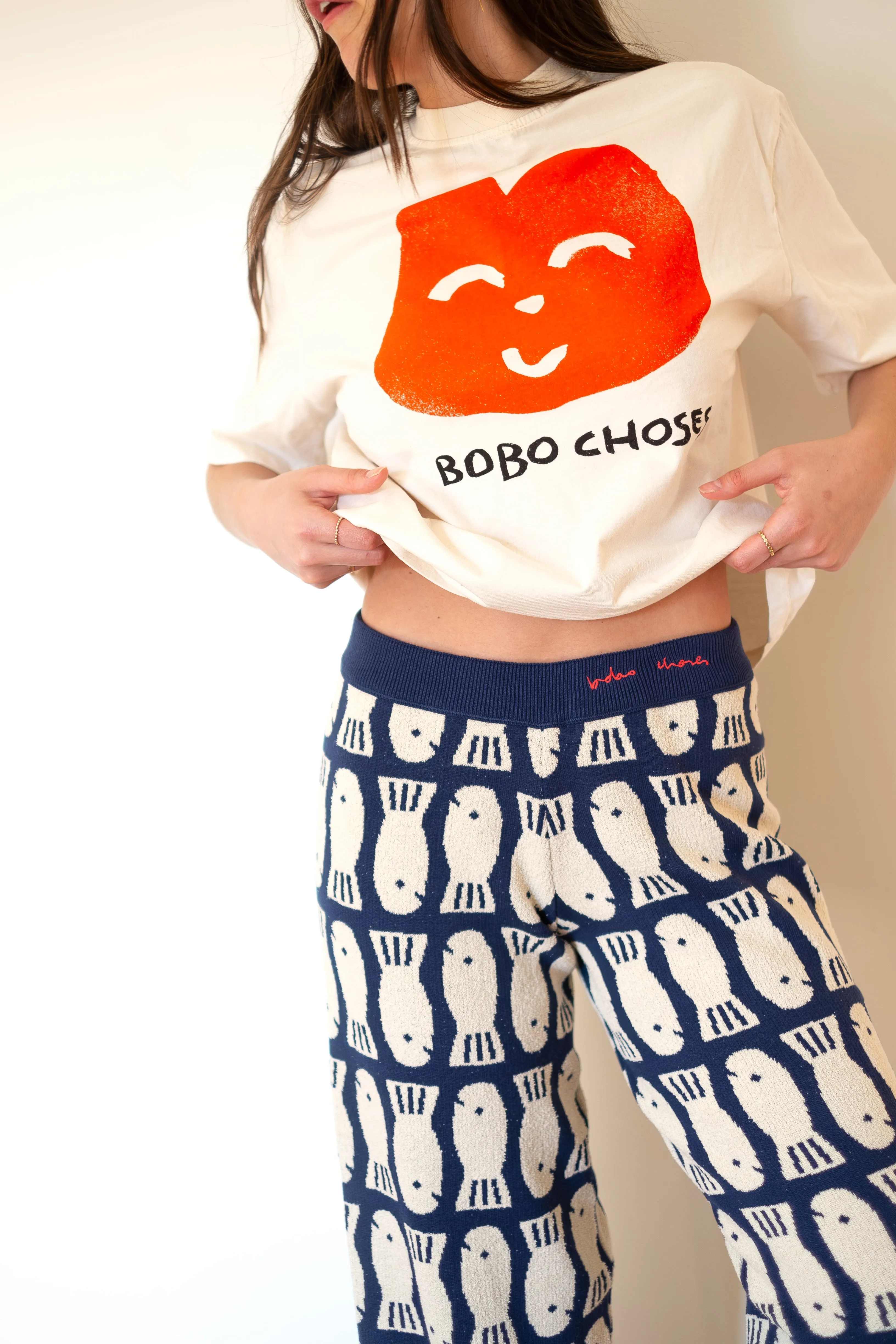 BOBO CHOSES Lucky Fish Knitted Trousers - Navy Blue