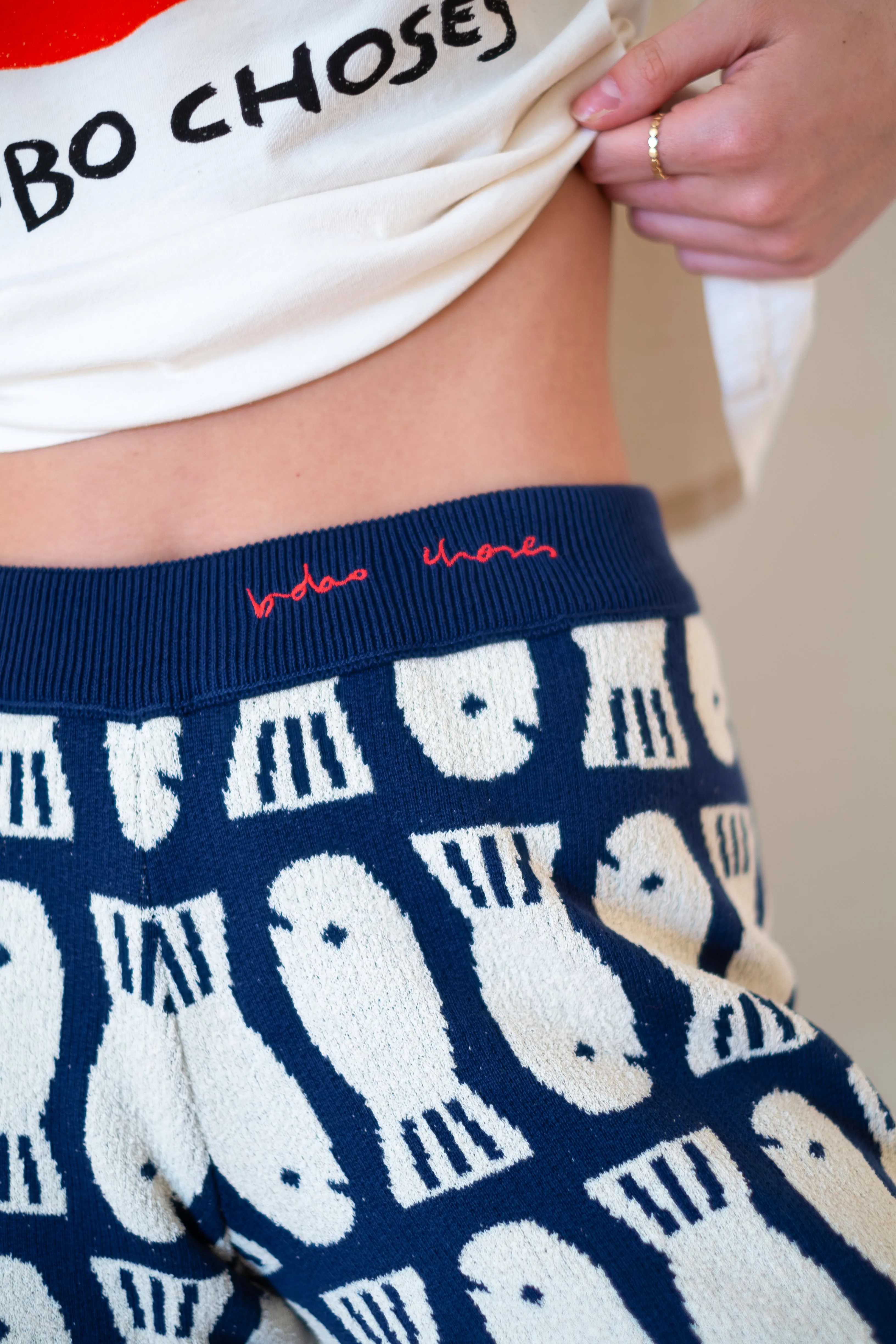 BOBO CHOSES Lucky Fish Knitted Trousers - Navy Blue