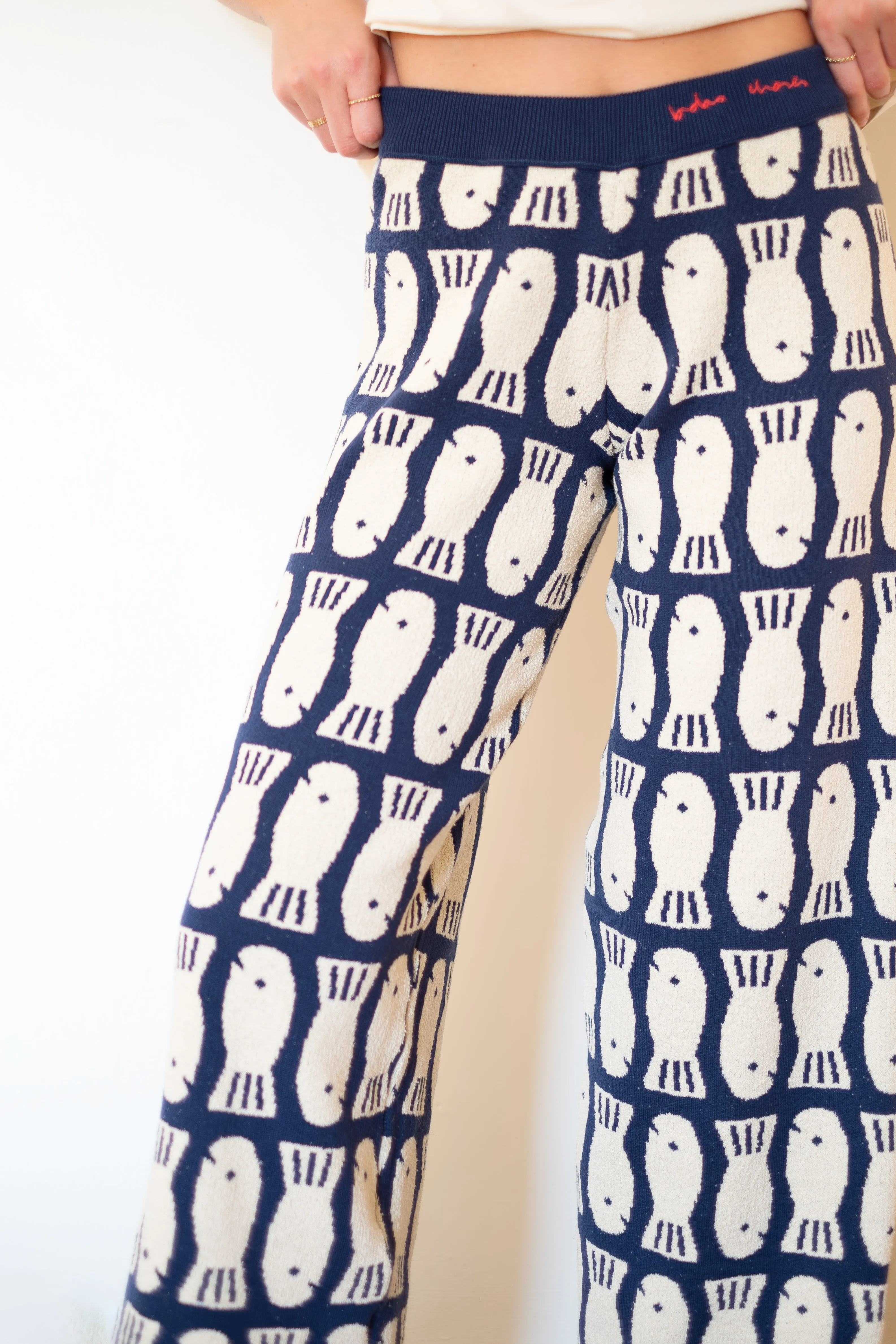 BOBO CHOSES Lucky Fish Knitted Trousers - Navy Blue