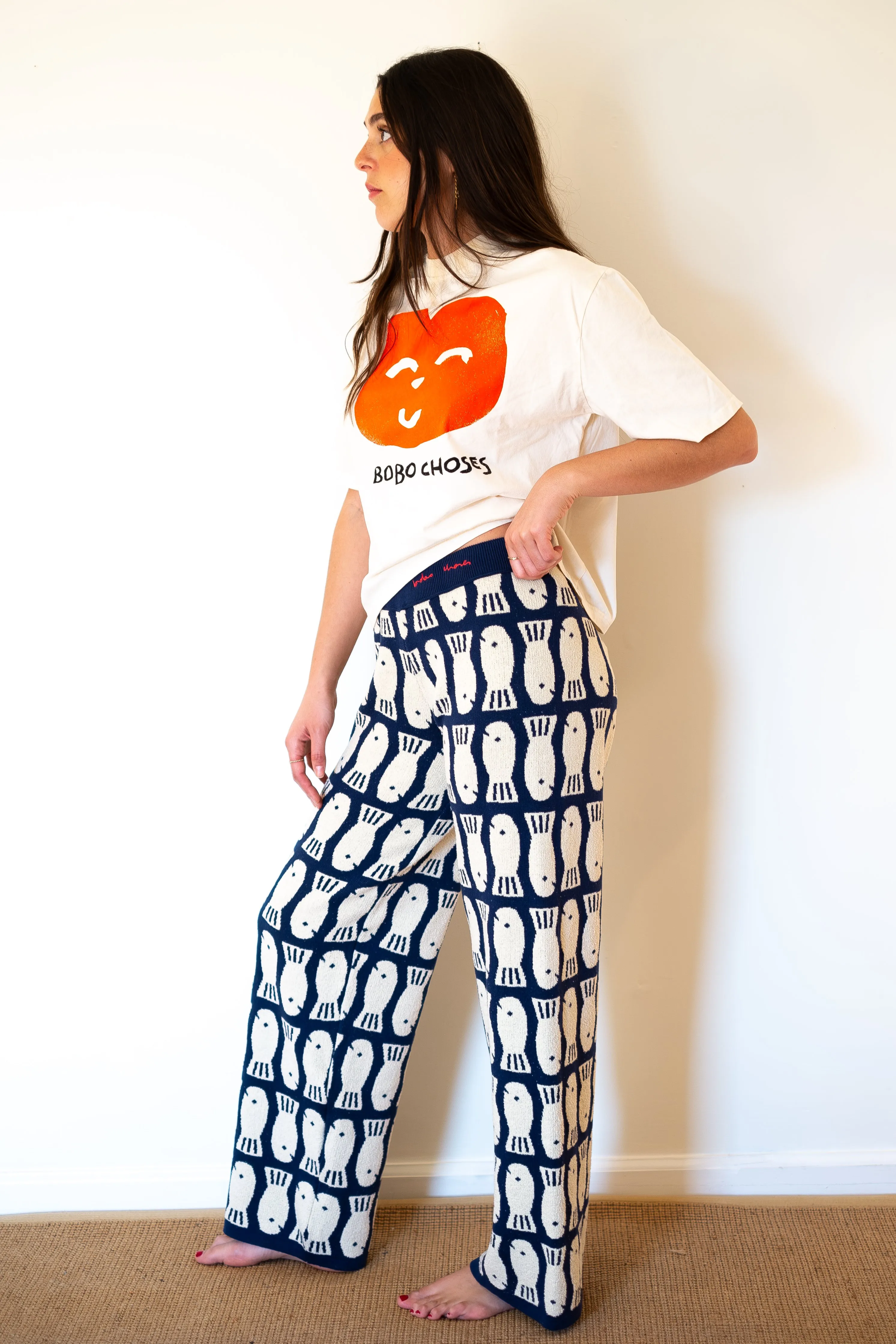 BOBO CHOSES Lucky Fish Knitted Trousers - Navy Blue
