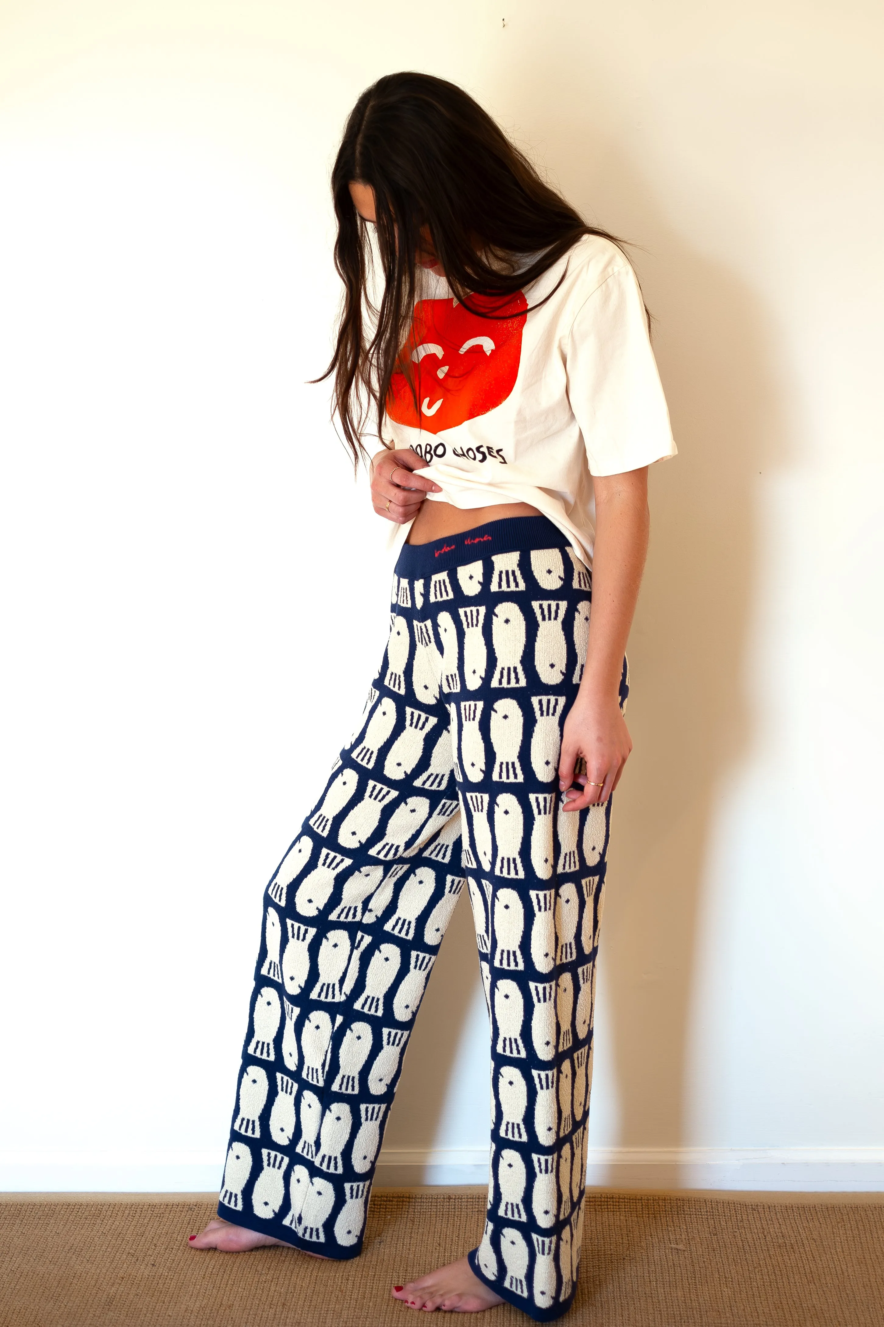 BOBO CHOSES Lucky Fish Knitted Trousers - Navy Blue