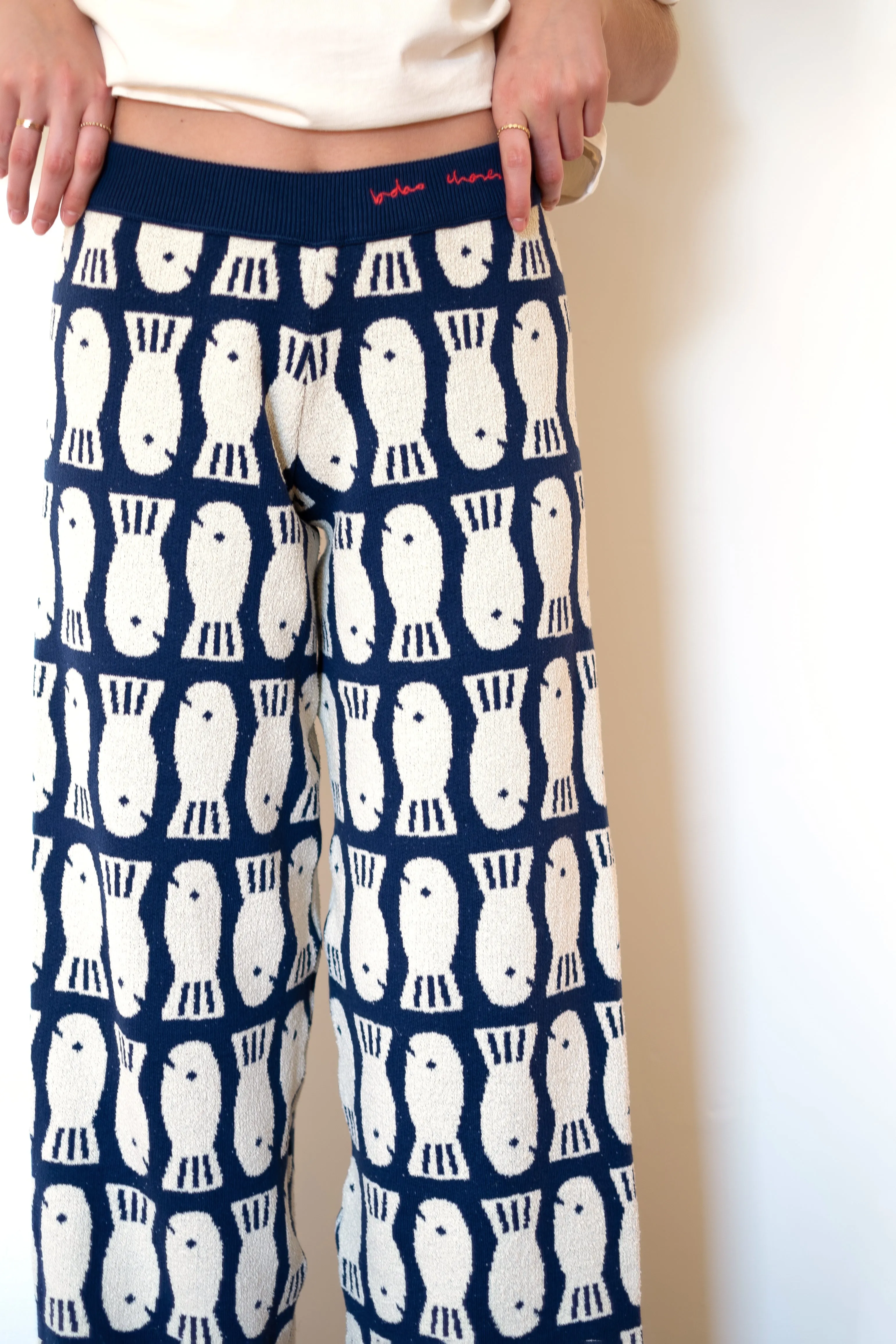 BOBO CHOSES Lucky Fish Knitted Trousers - Navy Blue