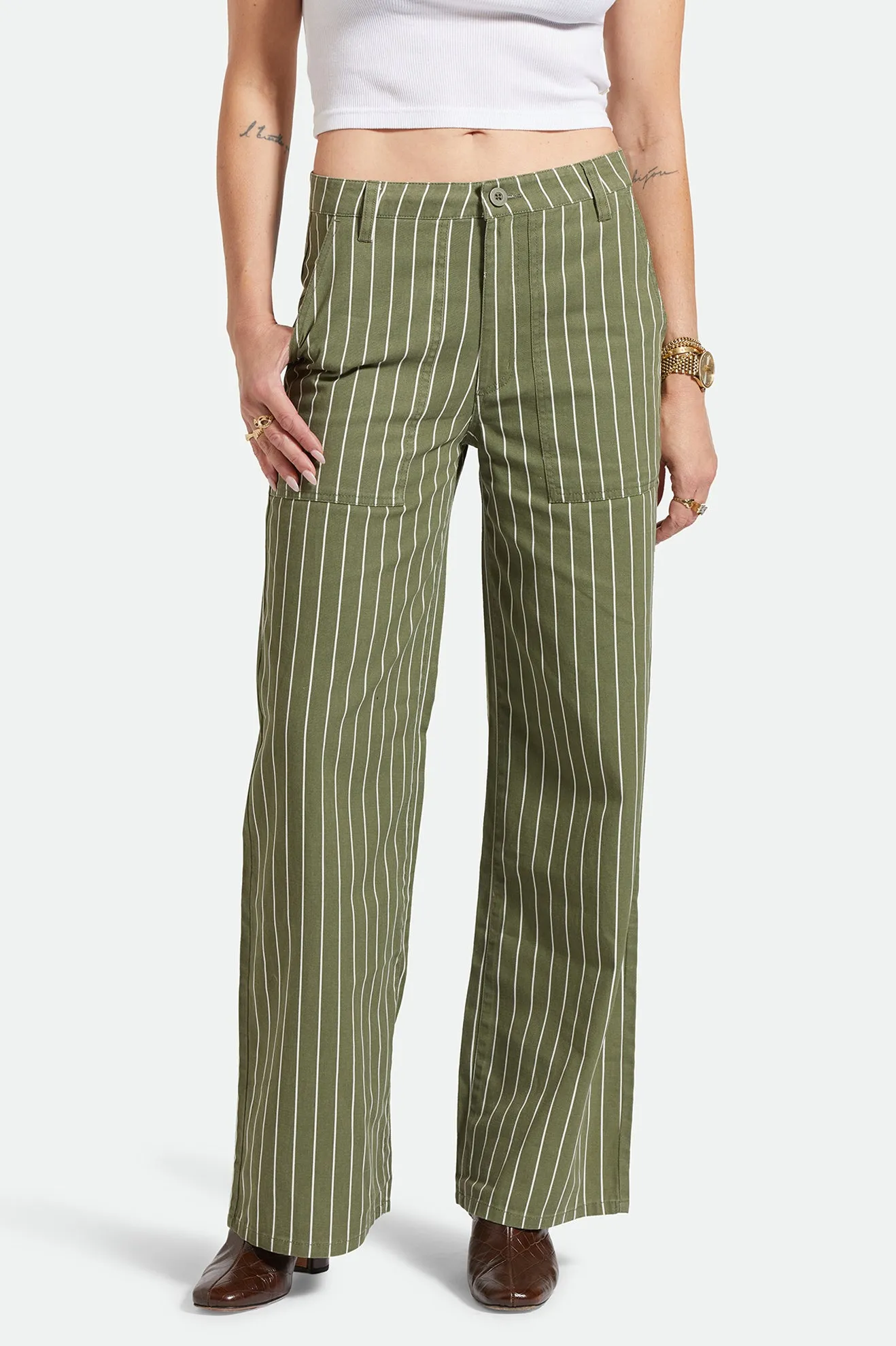 BRIXTON VINTAGE MILITARY LW PANT - OLIVE SURPLUS/WHITECAP