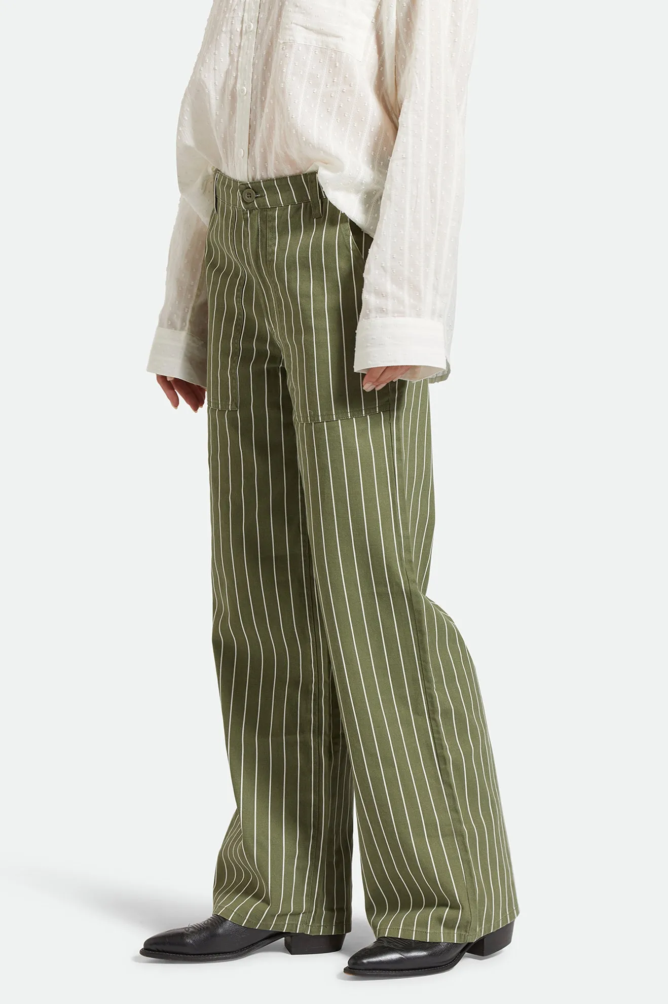 BRIXTON VINTAGE MILITARY LW PANT - OLIVE SURPLUS/WHITECAP