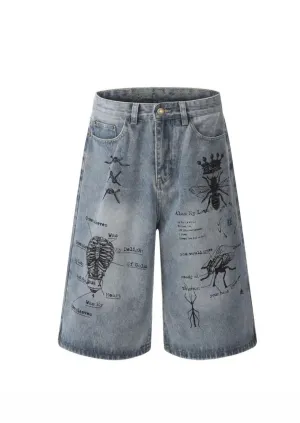 Brooklyn Grafitti  Denim Shorts  { Exclusive Summer24 }