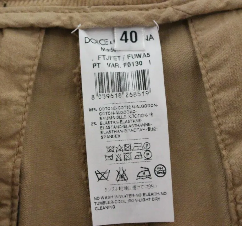 Brown Cotton Cropped Corduroys Jeans Pants