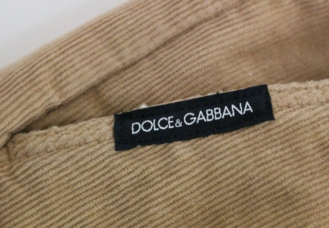 Brown Cotton Cropped Corduroys Jeans Pants