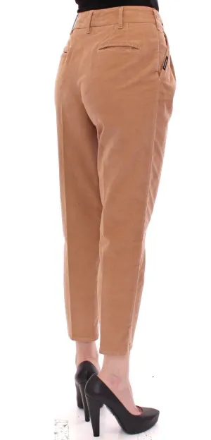 Brown Cotton Cropped Corduroys Jeans Pants