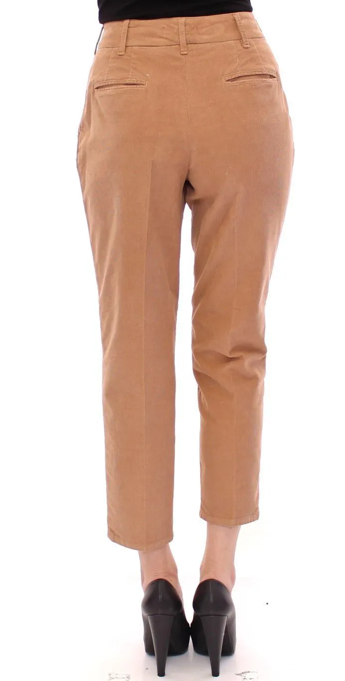 Brown Cotton Cropped Corduroys Jeans Pants