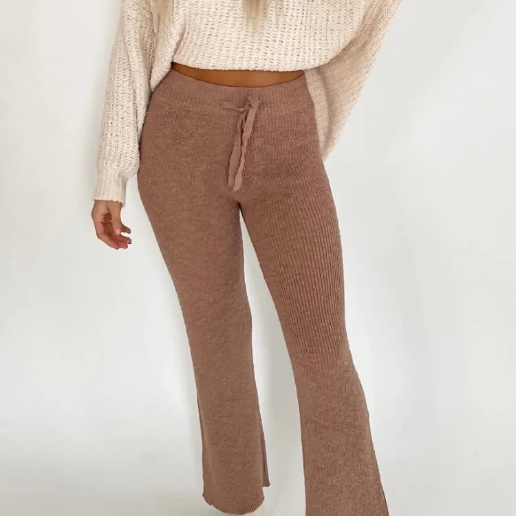 Brown Knit Sweater Pants