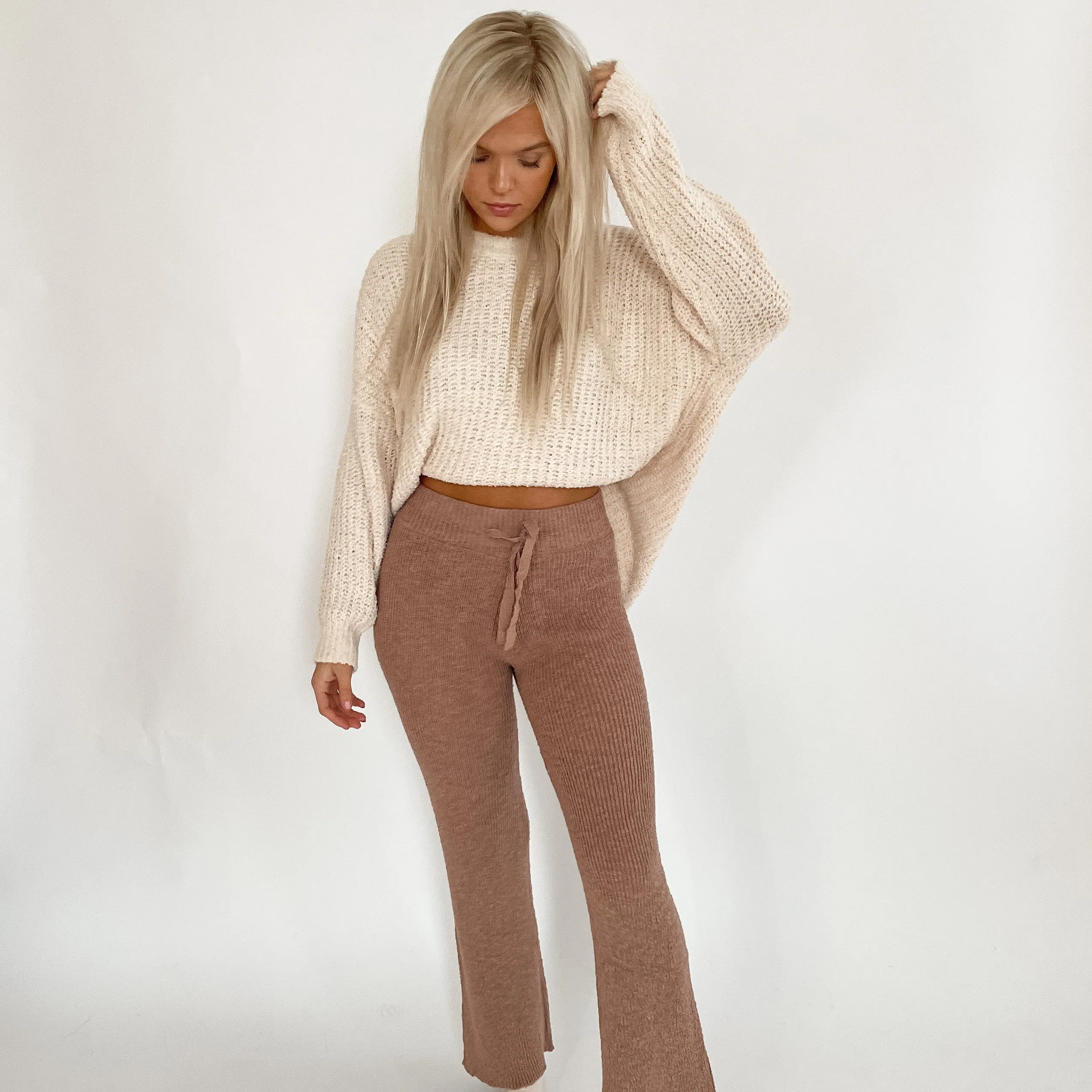 Brown Knit Sweater Pants