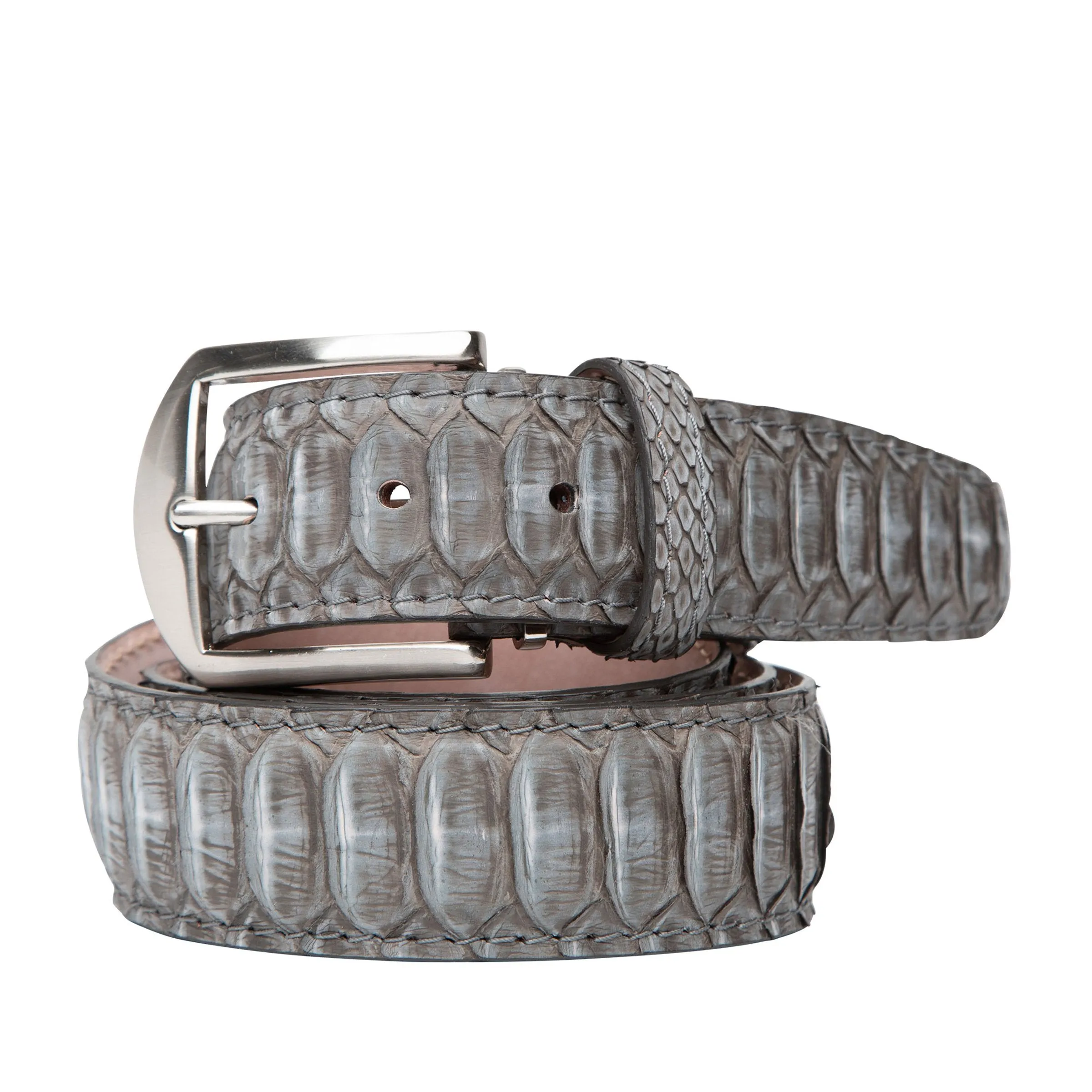 Buffed Python Custom Belt in Grey