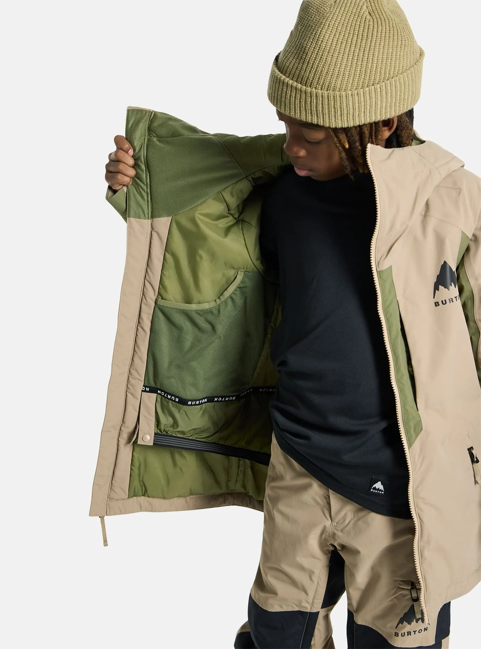 BURTON Hillslope jacket - Kids - Summit Taupe / Forest Moss