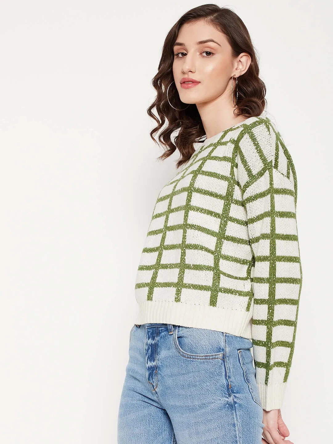 Camla Barcelona Chequered Beige Sweater