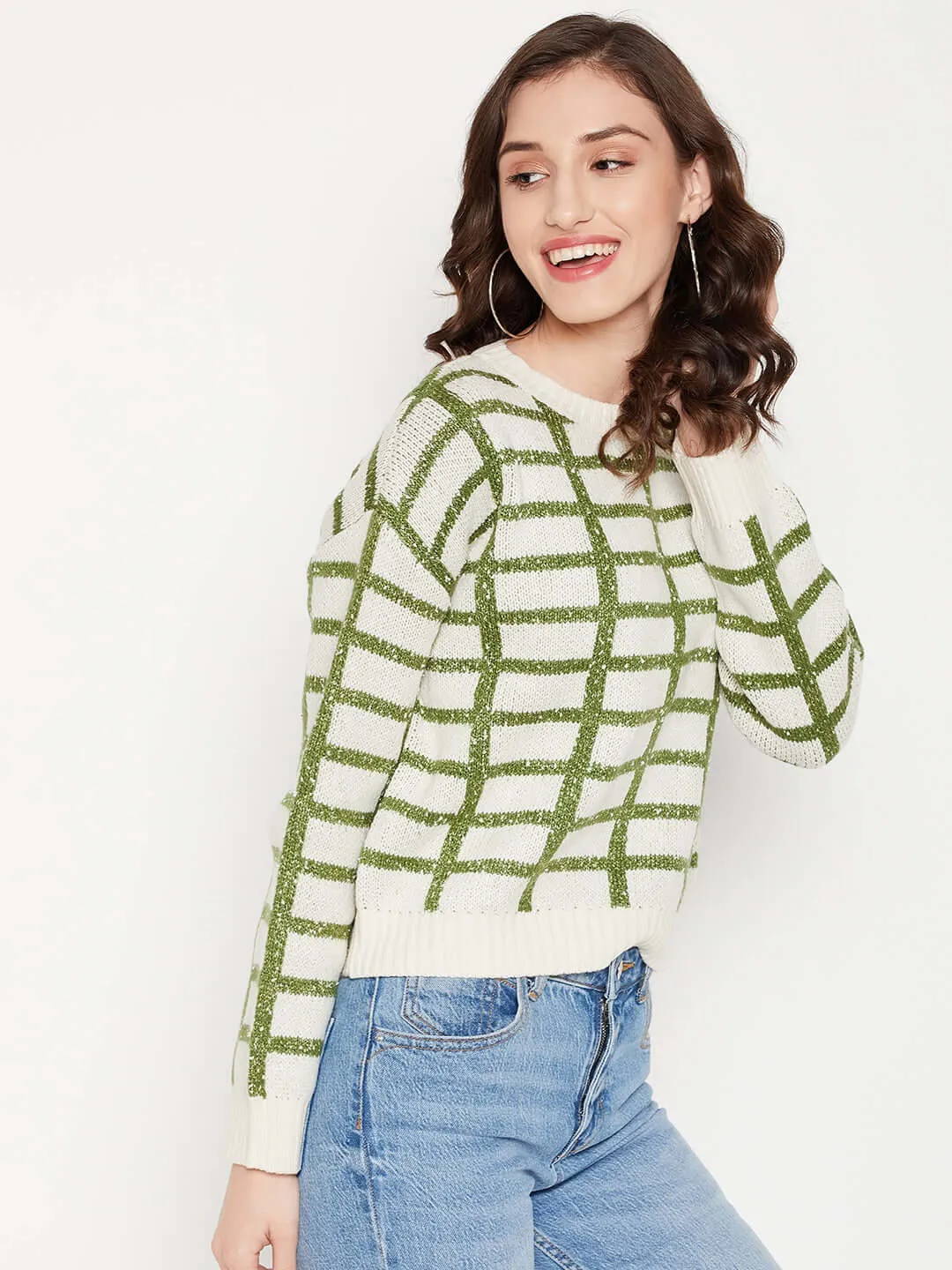 Camla Barcelona Chequered Beige Sweater