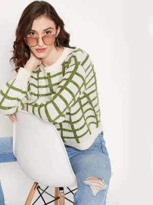 Camla Barcelona Chequered Beige Sweater