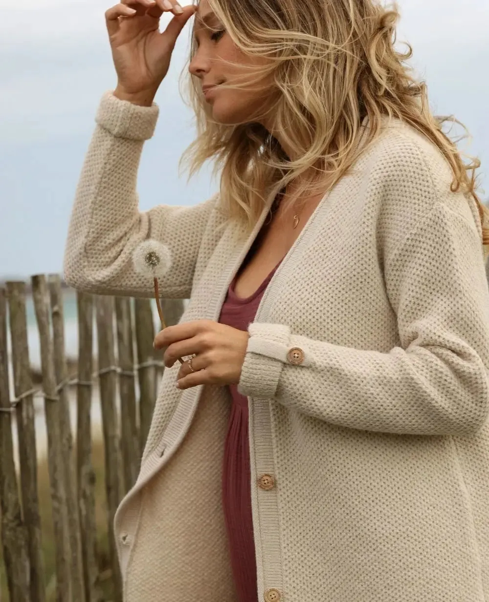 Cardigan de grossesse en maille Abelha beige