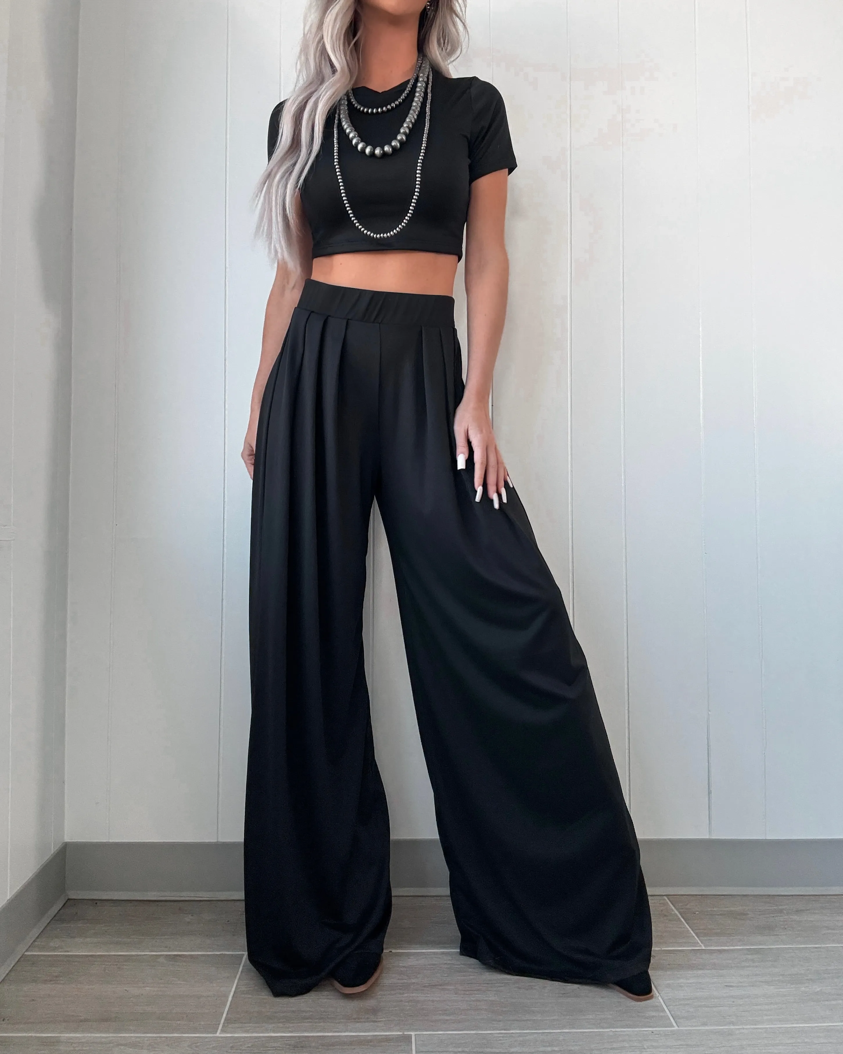 Casual Cool Top and Pants Set - Black
