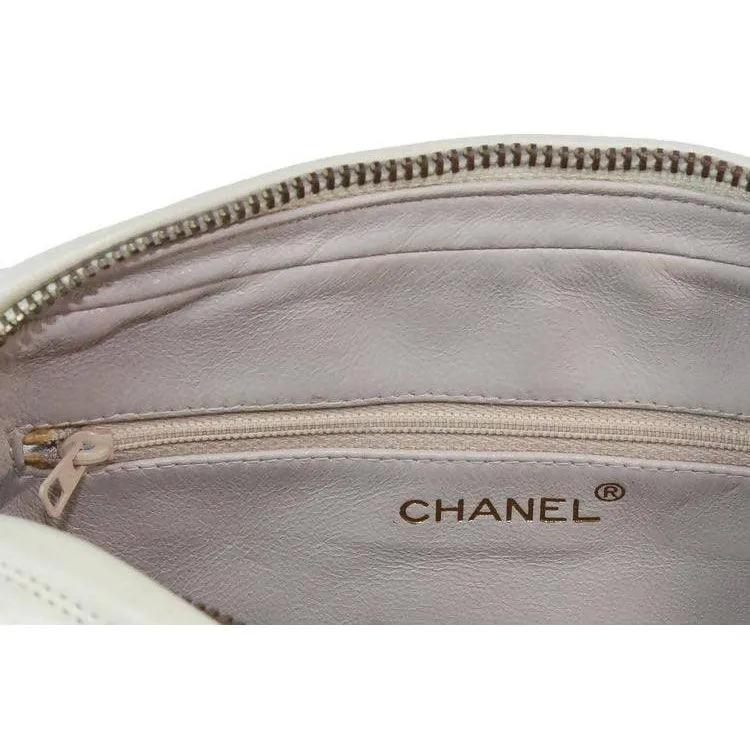CHANEL Cream Leather Quilted Leather Crossbody Bag