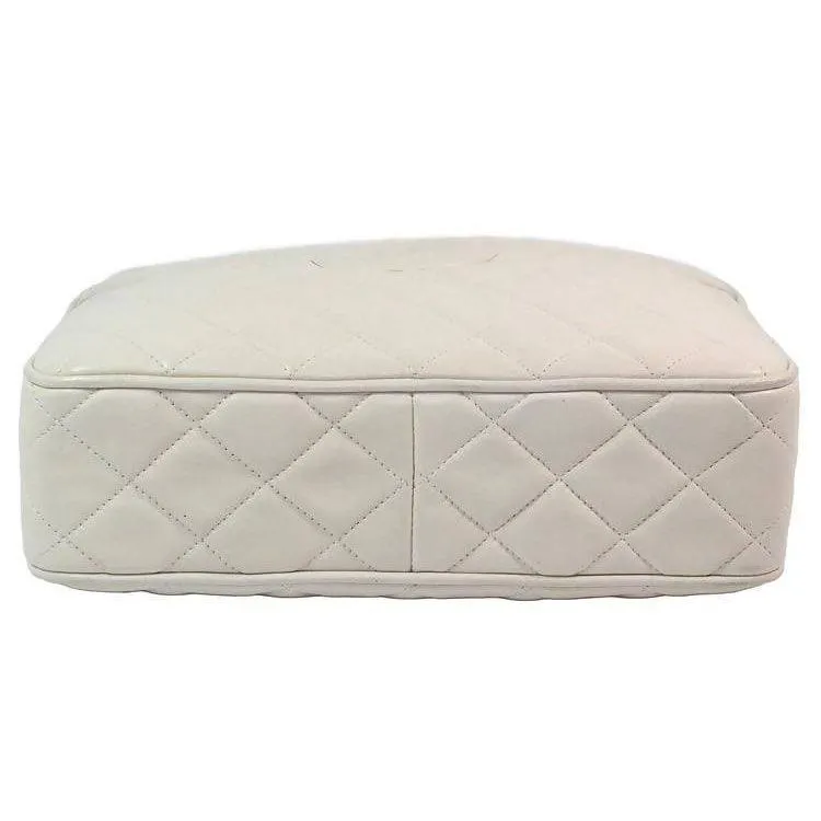 CHANEL Cream Leather Quilted Leather Crossbody Bag