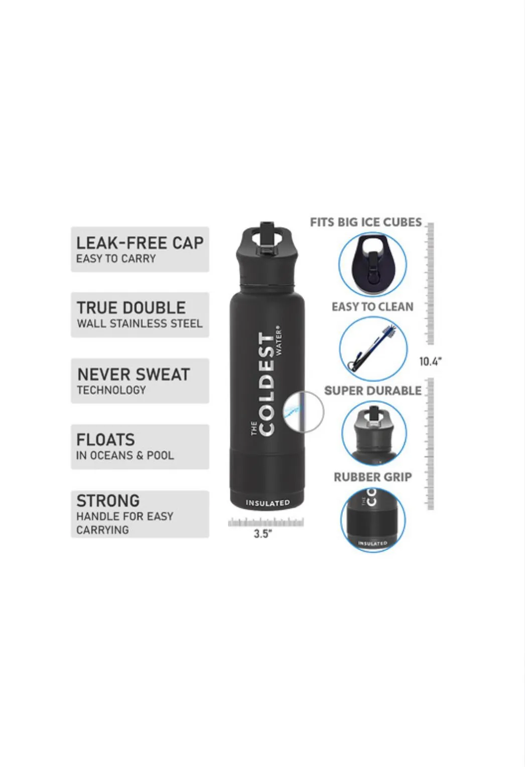 Coldest 950 ml Sports Bottle | Carrara Marble (32 OZ)